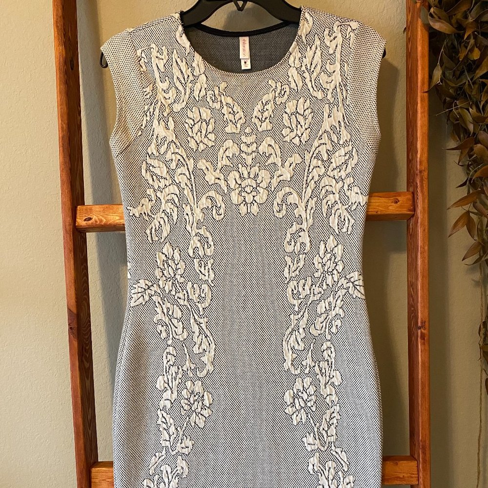 Fitted black and white dress